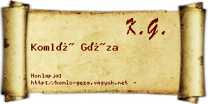 Komló Géza névjegykártya