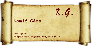Komló Géza névjegykártya
